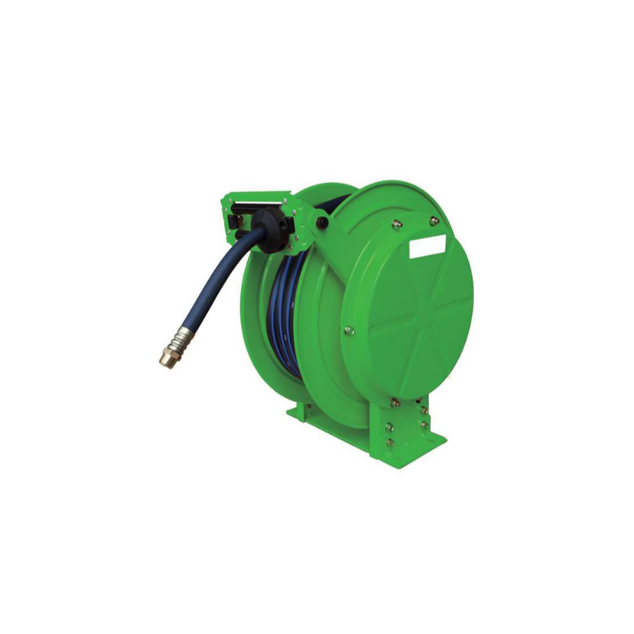3/8" x 100 ft Carrete de manguera con retorno por resorte 300 psi