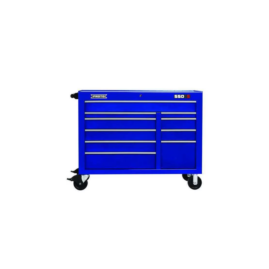 50" W x 25 1/4" D x 41" H Gabinete con ruedas azul brillante Proto