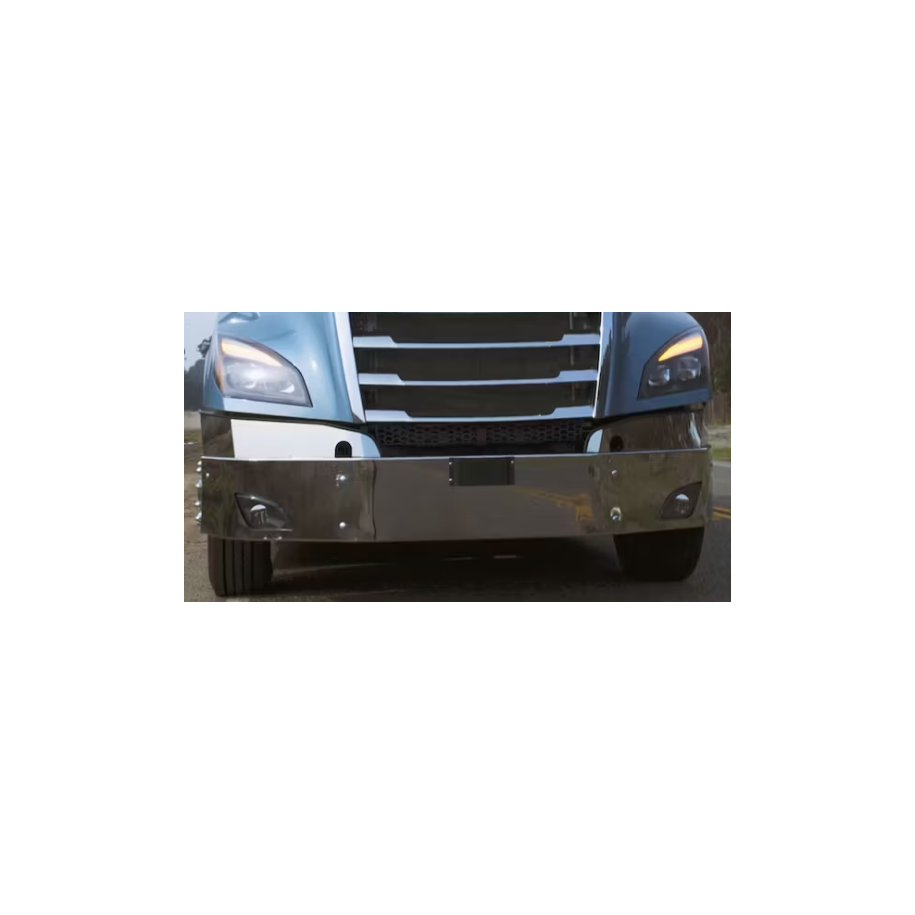 Parachoques cromado Freightliner Cascadia 2018 y posteriores de Valley Chrome 18" sin agujero de luz